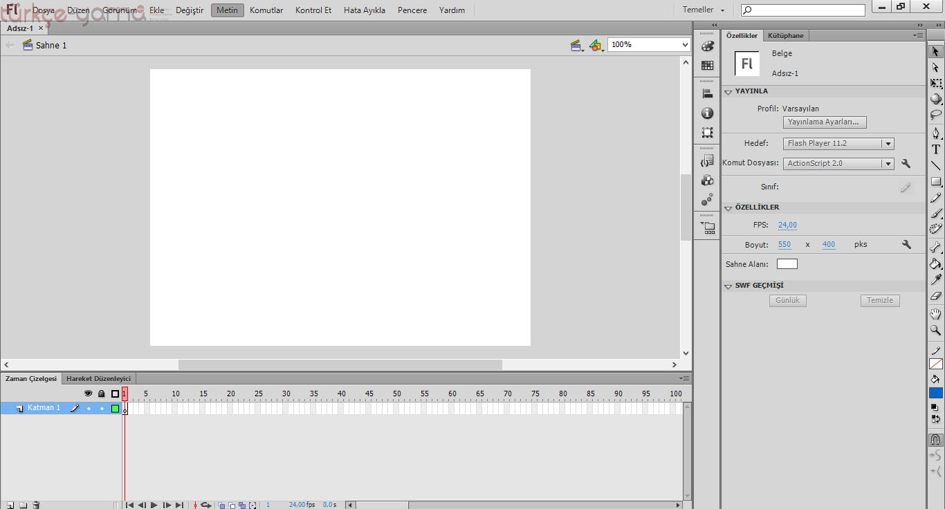 Adobe Flash Professional CS6 Türkçe yama 1. ekran görüntüsü