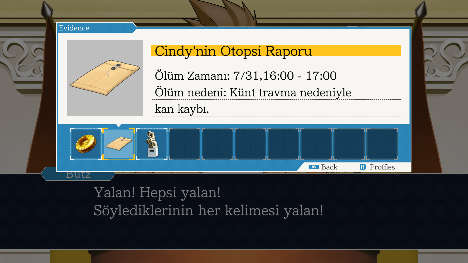 Phoenix Wright: Ace Attorney Trilogy – The First Turnabout Episode 1 Türkçe yama 2. ekran görüntüsü
